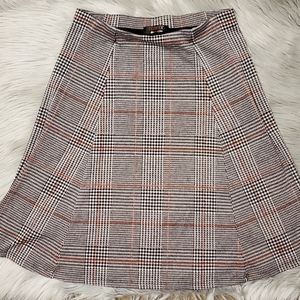 Renee C. Glen Plaid Orange Skirt Sz S